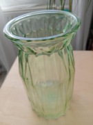 SZKLANY ZIELONY WAZON NA KWIATY / ROŚLINY RYFLOWANY MODNY WZÓR