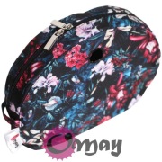 Czarny organizer do Obag MOON LIGHT kwiaty różowe turkus 2 kieszenie OMAY