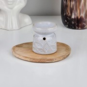 Ceramiczny Kominek Zapachowy | Biały | Motyw liści