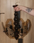 Stara porcelanowa lampa 6 ramienna z kloszami