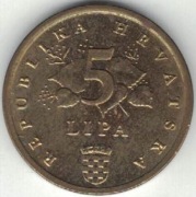 Chorwacja 5 lipa lip 1993 - 18 mm - nr 1