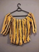 Bluzka koszulka hiszpanka dekolt S 36 żółta paski sexy