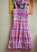 Coccodrillo sukienka 128 falbana boho + opaska