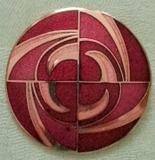 Vintage duża Broszka Cloisonne złocona emaliowana lata 80te  