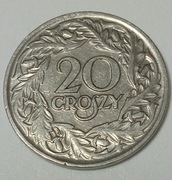 20 GROSZY 1923 - DESTRUKT OBUSTRONNY DUCH I PĘKNIĘCIE STEMPELA