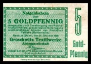 notgeld Nowa Sól - Neusalz, Gruschwitz, 31.10.1923, 5 goldpfg 