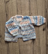 Handmade sweterek bolerko narzutka grube oczka guziki kolorowy 62 