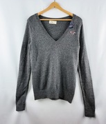 Hollister szary sweter V-neck damski S, nowy z metką