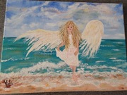 Obraz ,,Anioł "ręcznie malowany farbami akrylowymi 40 x 30 cm 