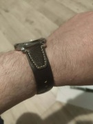 Ręcznie robiony pasek do zegarka ze skóry bydlęcej 22 mm czarny 