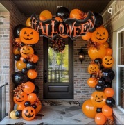 Zestaw balonów Halloween - czarno - pomarańczowa dekoracja 82 szt.