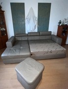 kanapa rozkładana z pufą