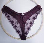 Brązowe Stringi Koronkowe Linaise rozm. XL