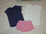 Zestaw na lato krótkie spodenki bluzki organiczna bawełna H&M r.122-128