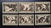 6 Banknotów Notgeld Zielona Góra (Grünberg) 1921 75 Fenigów piękne grafiki 