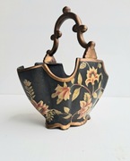 Patera Koszyk VILLA ITALIA Czarny Mat Black Onyx ceramika Kwiaty Złoto 30cm