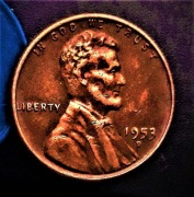 Lincoln Cent 1953-D-. USA.--PRZESUNIĘTY ZNAK -D-
