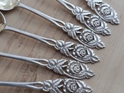 SREBRZONE ŁYŻECZKI DO KAWY FILIŻANKI MONOGRAM FINLANDIA RÓŻA