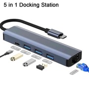 Aluminiowy smukły koncentrator USB C, stacja dokująca 5 w 1, RJ45