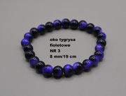 Bransoletka fioletowe oko tygrysa NR 3 - 8 mm/19cm