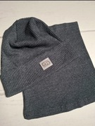 Komplet jesienny czapka komin prążek bawełna elastan jakość 50-56 szary