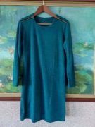 szmaragdowa zielona morska tunika sukienka sweter z suwakami  casual 
