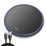 SZYBKA ŁADOWARKA INDUKCYJNA QI BEZPRZEWODOWA 15W Z PODŚWIETLENIEM + USB-C