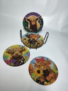 Zestaw 8 podkładek pod kubek - urocze krowy - haft diamentowy