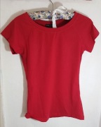 Koszulka z krótkim rękawem, rubinowy kolor