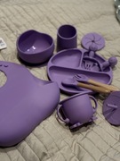 Zestaw silikonowych naczyń dla dziecka – kolor fioletowy