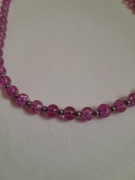 Naszyjnik różowy koraliki crackle delikatny choker handmade boho vintage