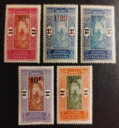 Kol.fr. DAHOMEY: 1926/27r. Mi 86 - 88; 90 - 91 *.