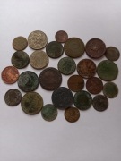 Zestaw starych monet, grosze, boratynki, 20 gr z 1940 cynk