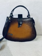 Torebka retro vintage skóra brąz papillon stylowa