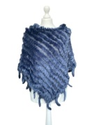 Ponczo, ocieplacz z futra królika, bordo, uniwersalny