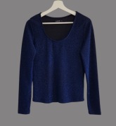 Damska elegancka bluzka granatowa brokatowa z długim rękawem Reserved 40/L