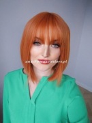 Peruka ruda bob z grzywką na co dzień WŁOSY jak naturalne