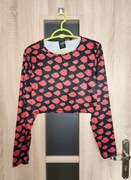 79 Krótka czarna bluzeczka top w czerwone wzorki rozmiar 42