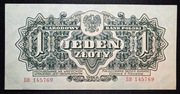 Banknot Polska PRL 1 Złoty 1944 r. Seria BB Stan -I -UNC Obowiązkowym