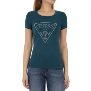 GUESS NOWY T-SHIRT KOSZULKA Z LOGO CYRKONIE S