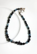 Bransoletka handmade spinel czarny z hematytem i kryształki