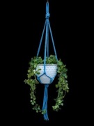 Kwietnik wiszący makrama ze sznurka boho NIEBIESKI