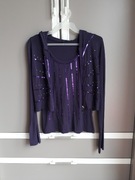Komplet damski top z cekinami + krótka bluza crop top cekiny rozmiar XS/S
