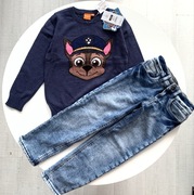 C&A Ocieplane JEANSY + SWETER 110/116 Dżinsy zimowe Psi Patrol NOWE