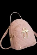 Plecak Różowy Mały Plecaczek Torebka Flamingi Złote 2w1