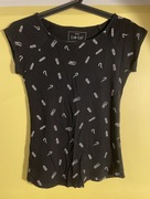 Sinsay t-shirt bluzka w szkolne wzory XS