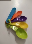 Łyżeczki miarki kuchenne kolorowe 5 sztuk z klipsem