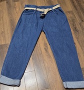Spodnie letnie z paskiem beżowym 70 % bawełna jeans cienki  denim