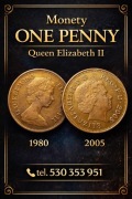 Monety 1 ONE PENNY , Queen Elizabeth II 1980/2005