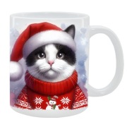 KUBEK Z KOTEM NA ŚWIĘTA, PREZENT, PERSONALIZOWANY, 24HWYS